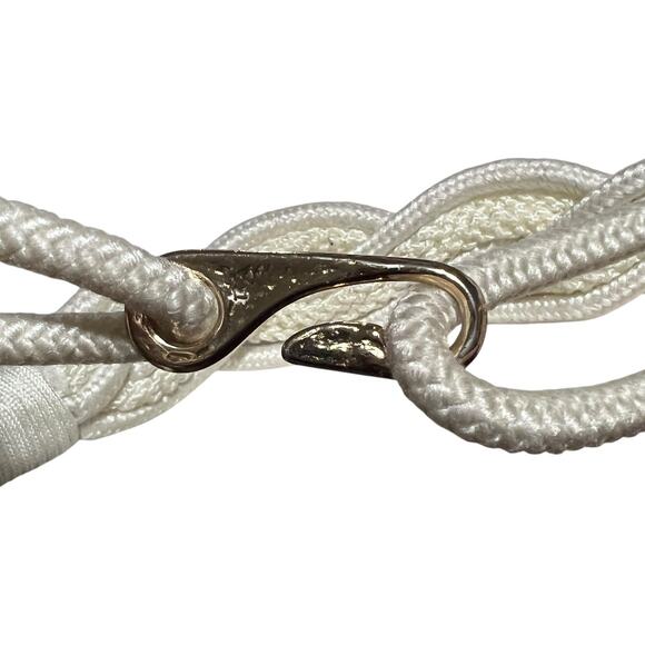 Nautical White Braided Rope Belt with Silver Hook Clasp - Casual Summer Style - Picture 6 of 9